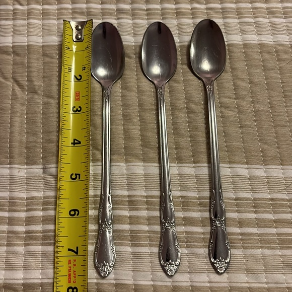 Vtg Wm A Rogers Oneida Ltd Fenway/Daydreams Stainless Flatware 3 Ice Tea Spoons - Picture 7 of 10